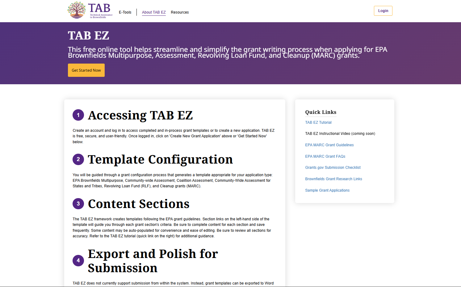 landing page of TAB EZ